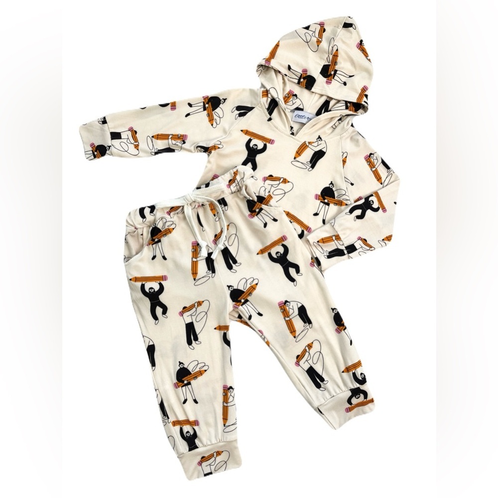 🇨🇦‎ Little Eyes Scribbles Bamboo Kids Matching Hoodie & Joggers Set